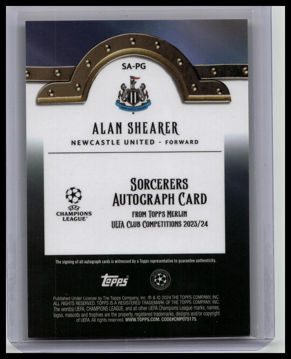 Alan Shearer Sorcerers Auto 2023-24 Topps Merlin UEFA Club Competitions
