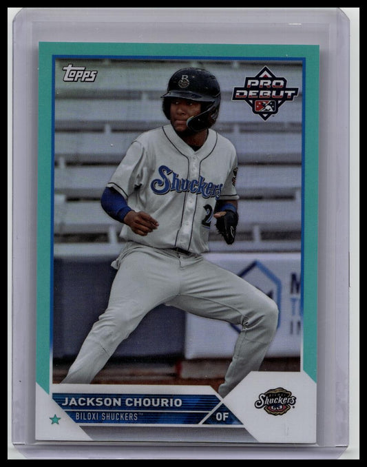 2023 Topps Pro Debut Jackson Chourio Aqua Foil Milwaukee Brewers /75