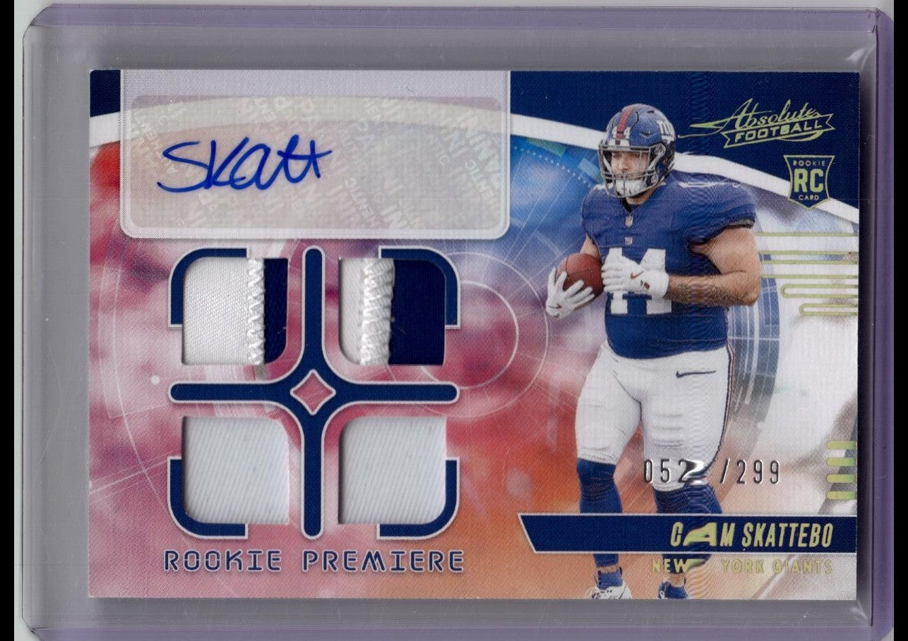 2025 Absolute Cam Skattebo /299 RPA Rookie 2 Color Patch Auto RC Giants