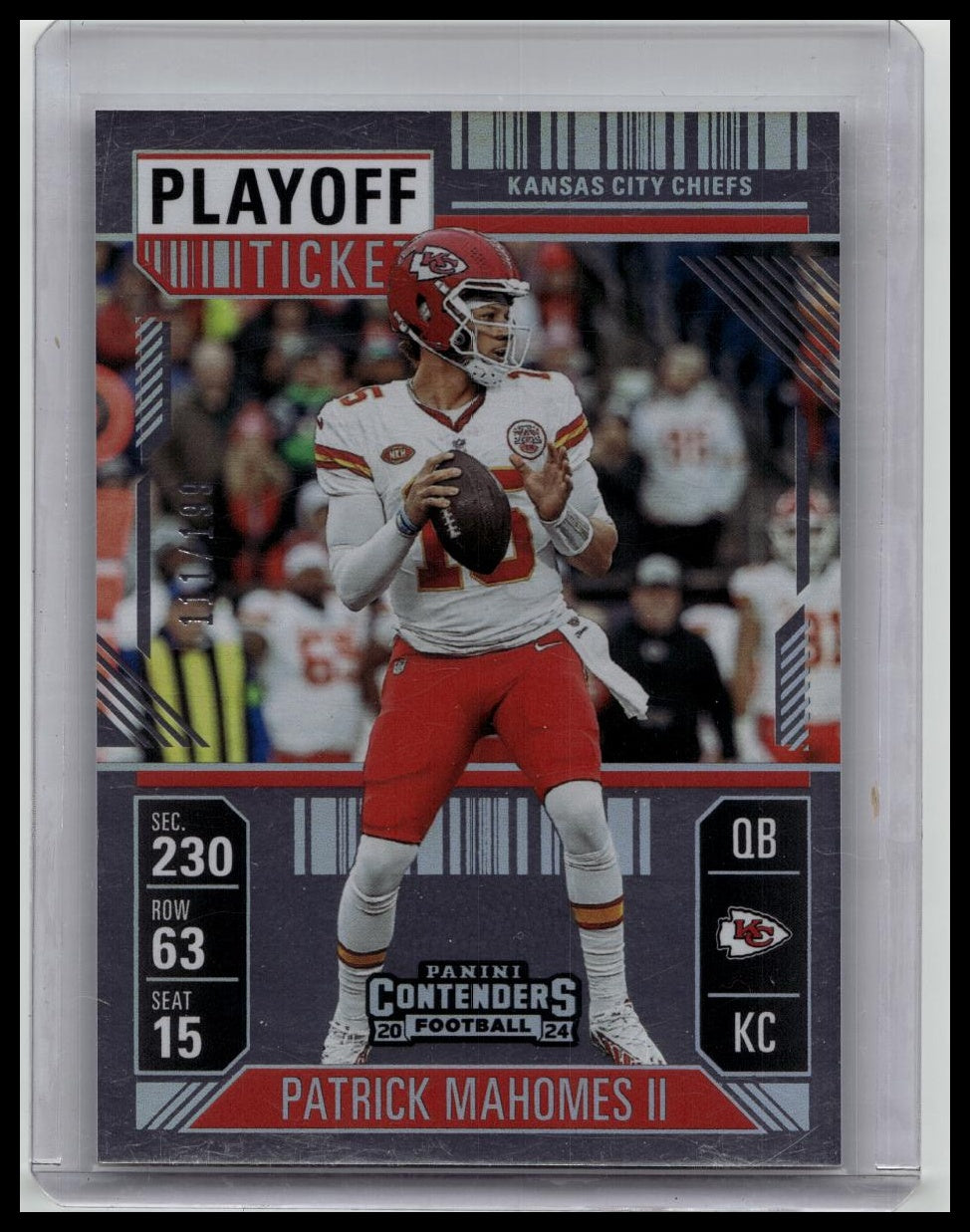 2024 Contenders Patrick Mahomes II Playoff Ticket #/199 Chiefs