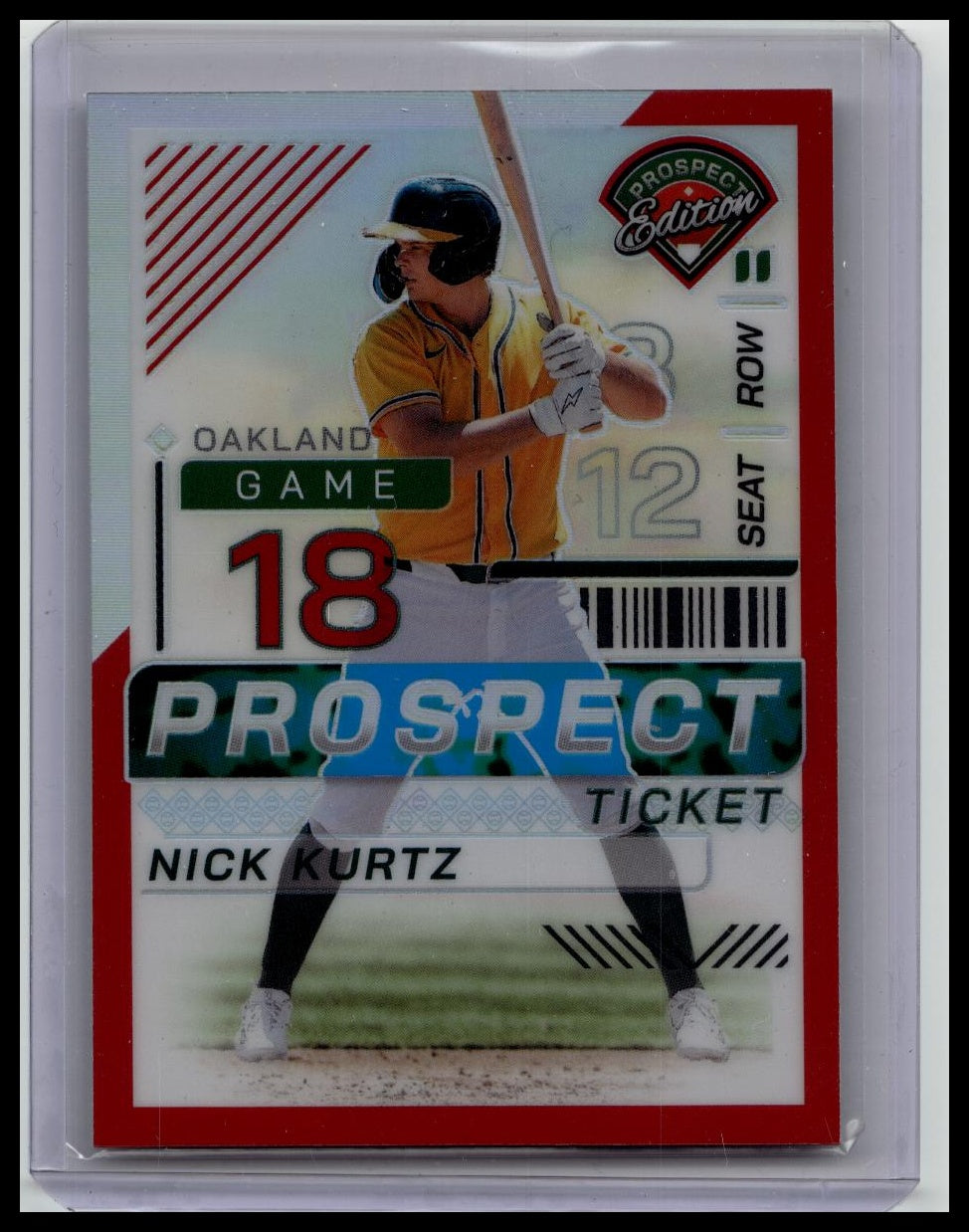 NICK KURTZ 2024 Panini Prospect Edition Prospect Ticket Red Holo RC /199