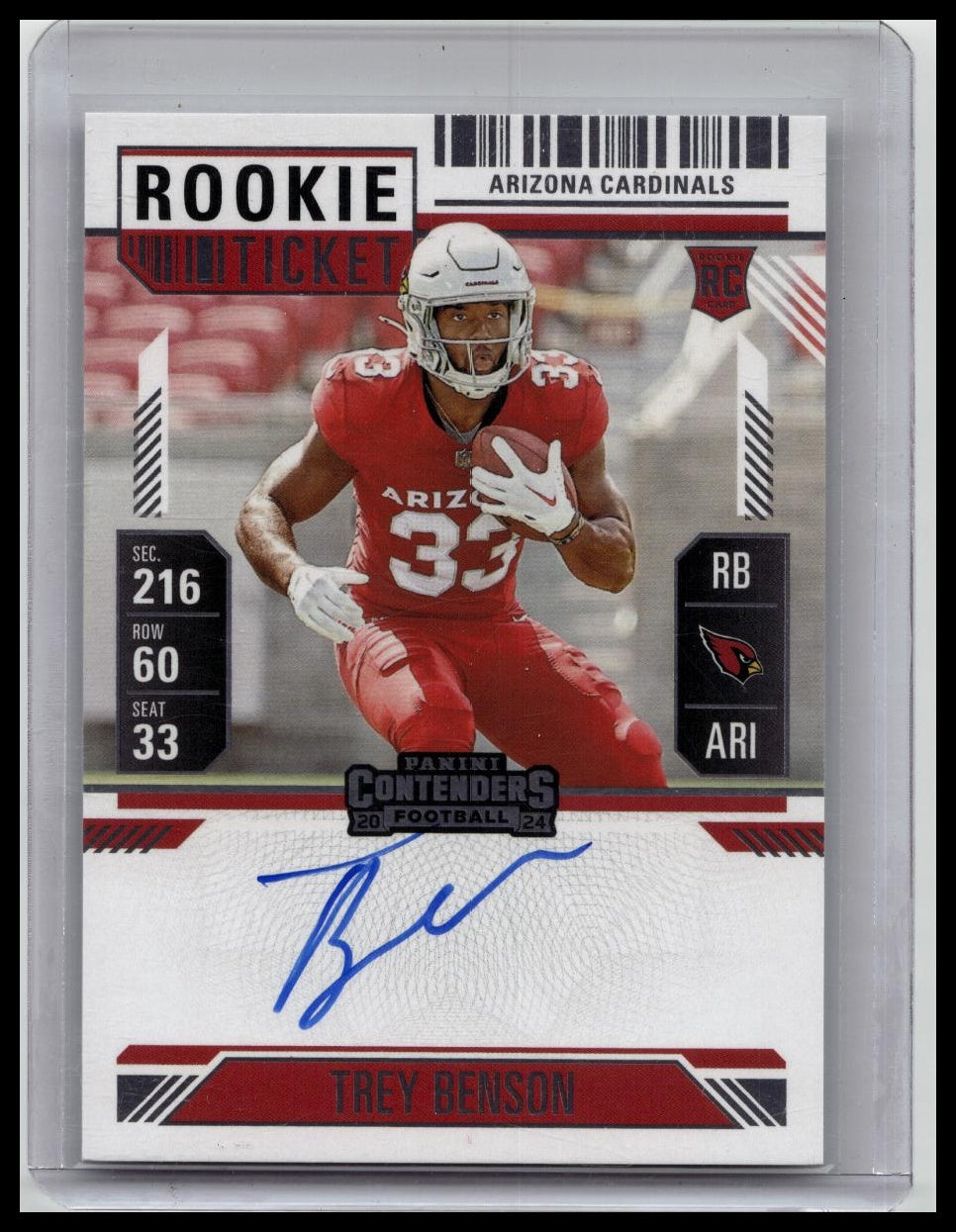 2024 Contenders Trey Benson Rookie Ticket Auto Arizona Cardinals
