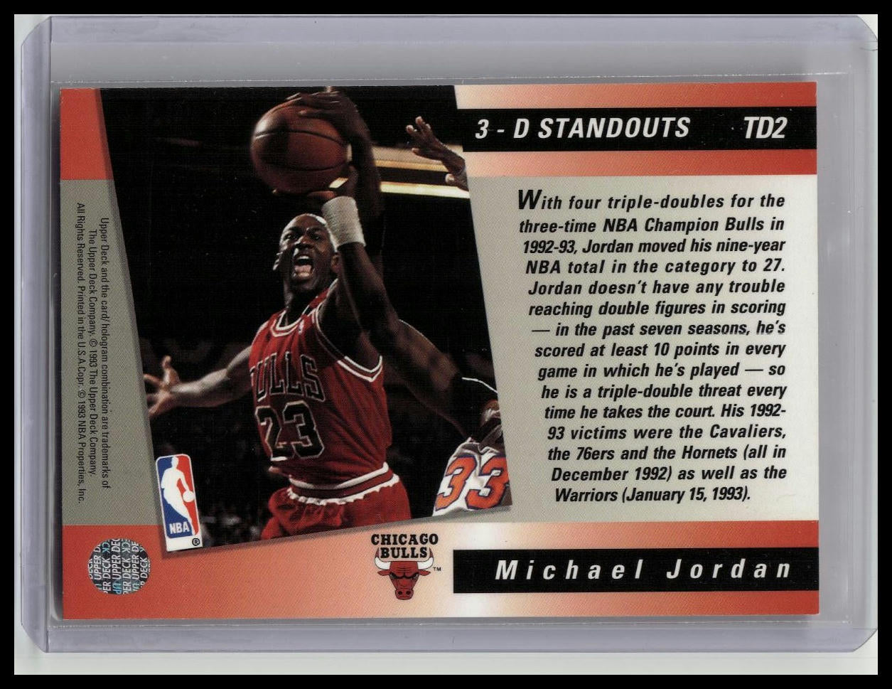 Upper Deck 1993 Triple Double 3-D Standouts Michael Jordan #TD2 Bulls NBA