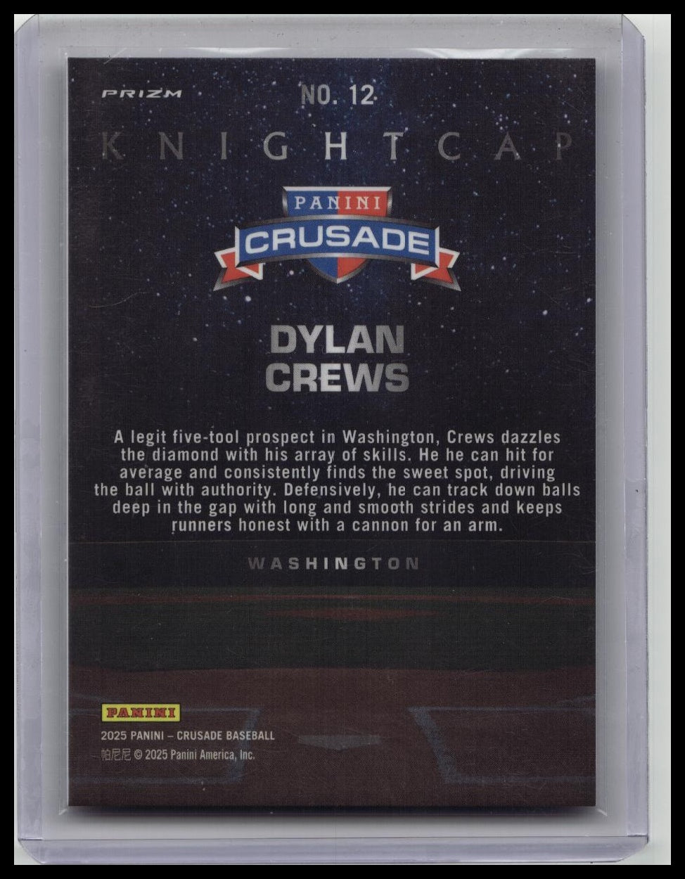2025 Panini Crusade Dylan Crews Knightcap #12 Nationals SSP ULTRA RARE Case Hit