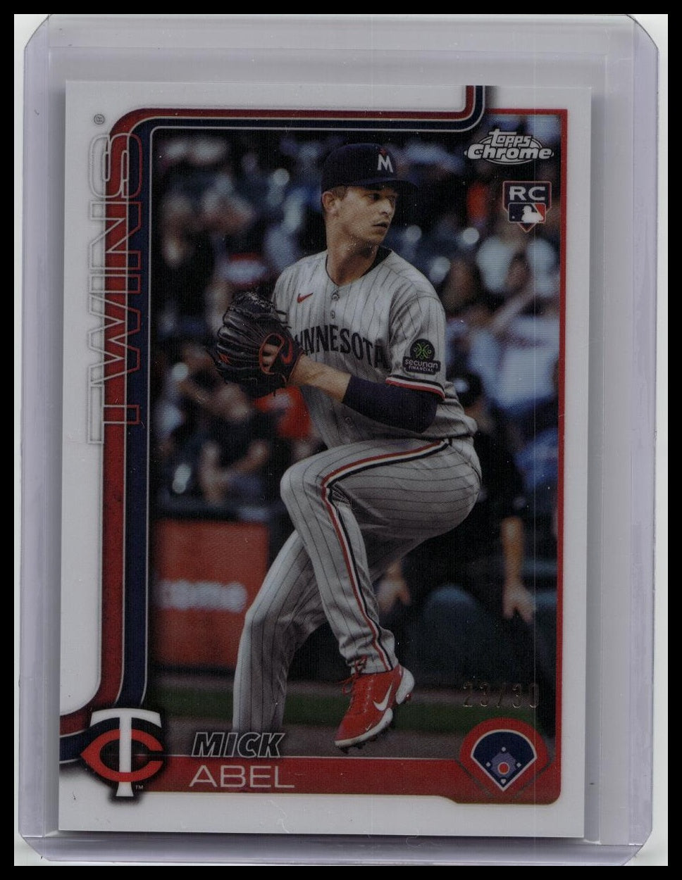 2025 Topps Chrome Update MICK ABEL White Refractor RC #’d 23/30 Minnesota Twins