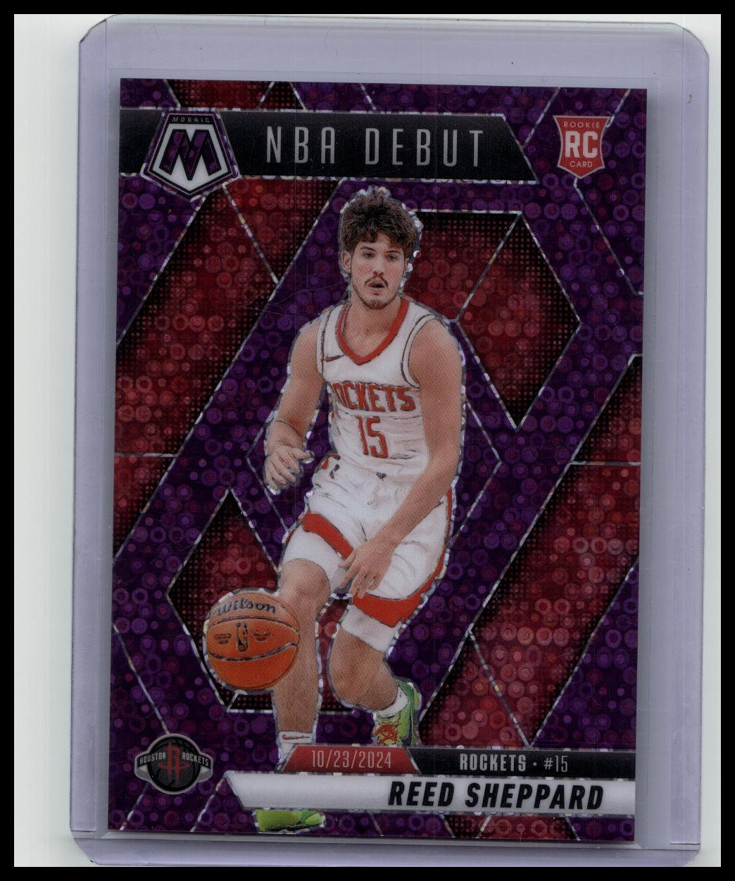 2024 Panini Mosaic Purple Rookie Debut /50 Reed Sheppard Houston Rockets #252