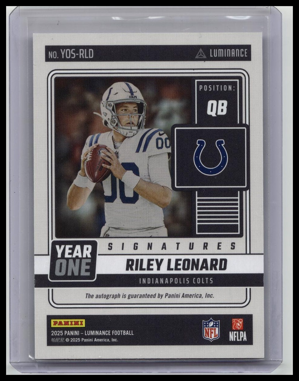 2025 Panini Luminance Year One RILEY LEONARD RC AUTO Red
