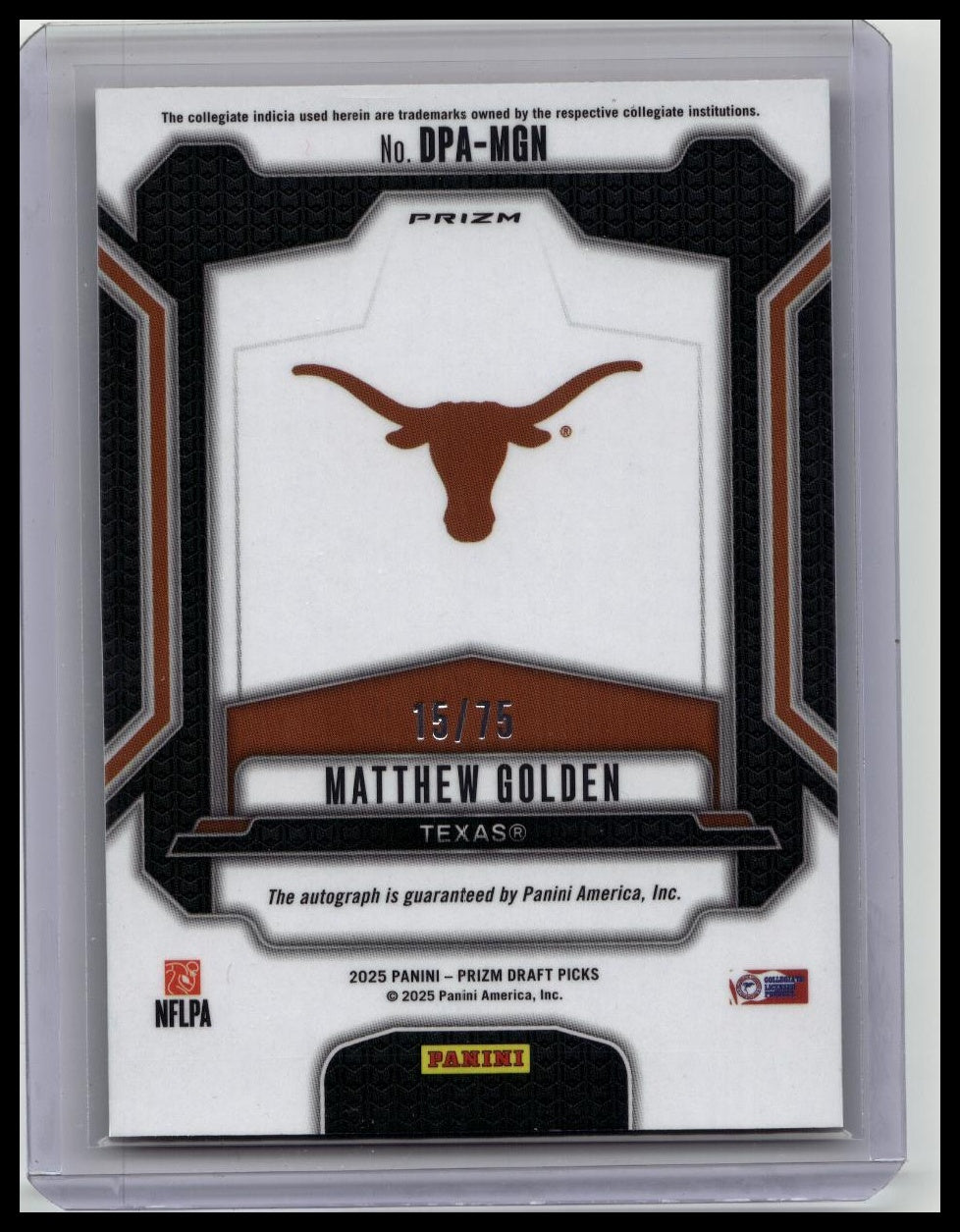 2025 Prizm Draft Picks Matthew Golden Auto RC Orange Wave /75 Longhorns