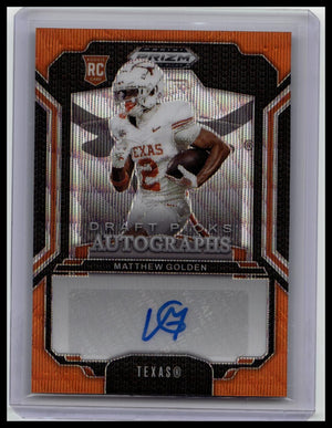 2025 Prizm Draft Picks Matthew Golden Auto RC Orange Wave /75 Longhorns
