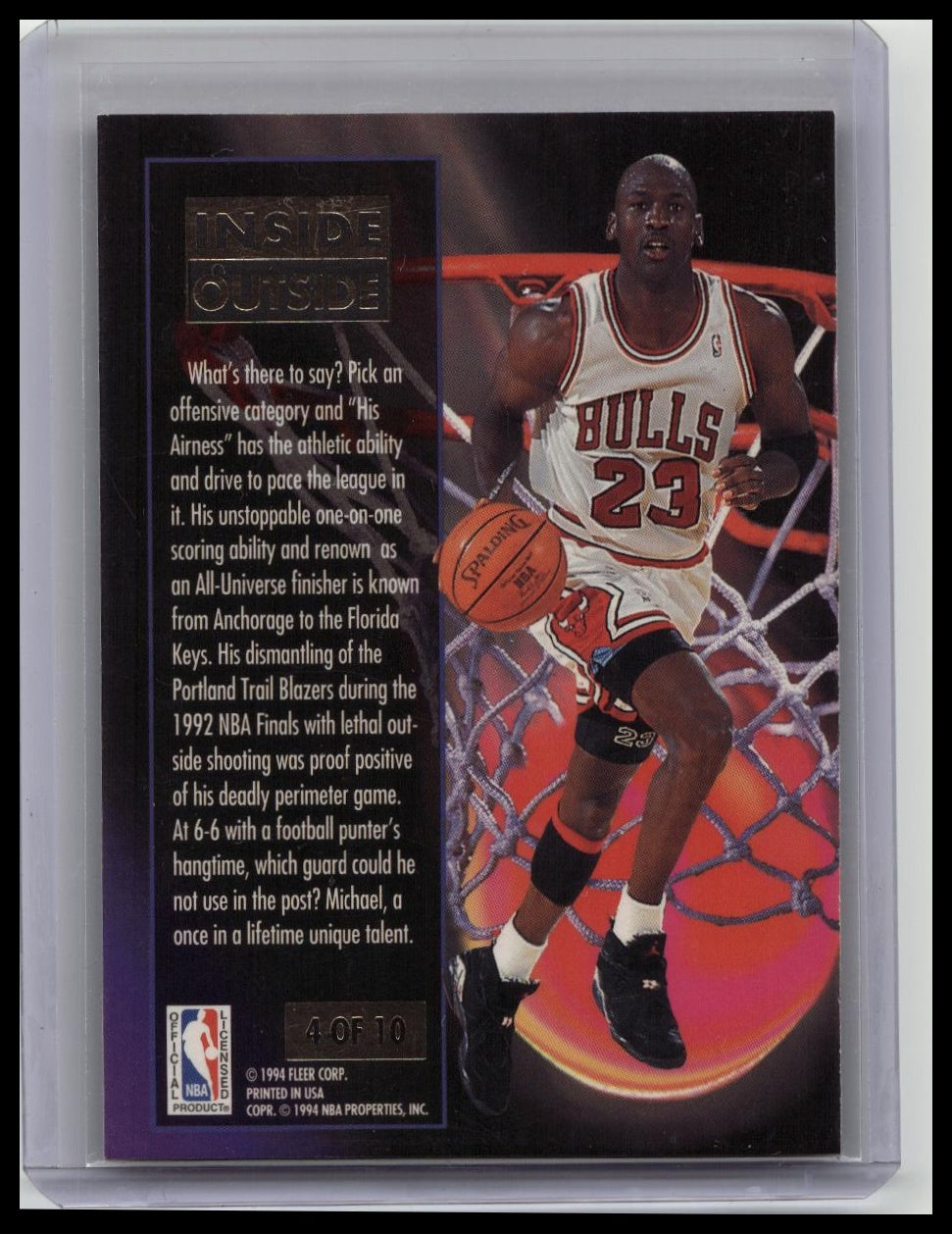MICHAEL JORDAN - 1993-94 Fleer Ultra - Inside/Outside #4 BULLS