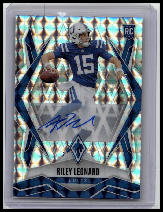 2025 Panini Phoenix Riley Leonard #170 Silver Pyramid Auto (RC) Colts