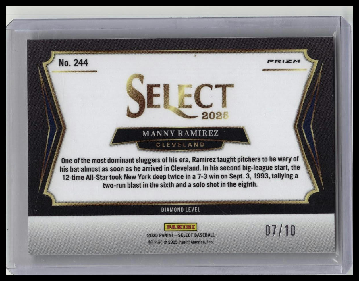 2025 Panini Select Manny Ramirez Diamond Gold Ice Prizm #/10 Indians