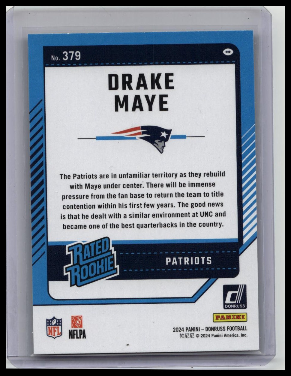 2024 Panini Donruss - Rated Rookie Drake Maye #379 Press Proof Green (RC)