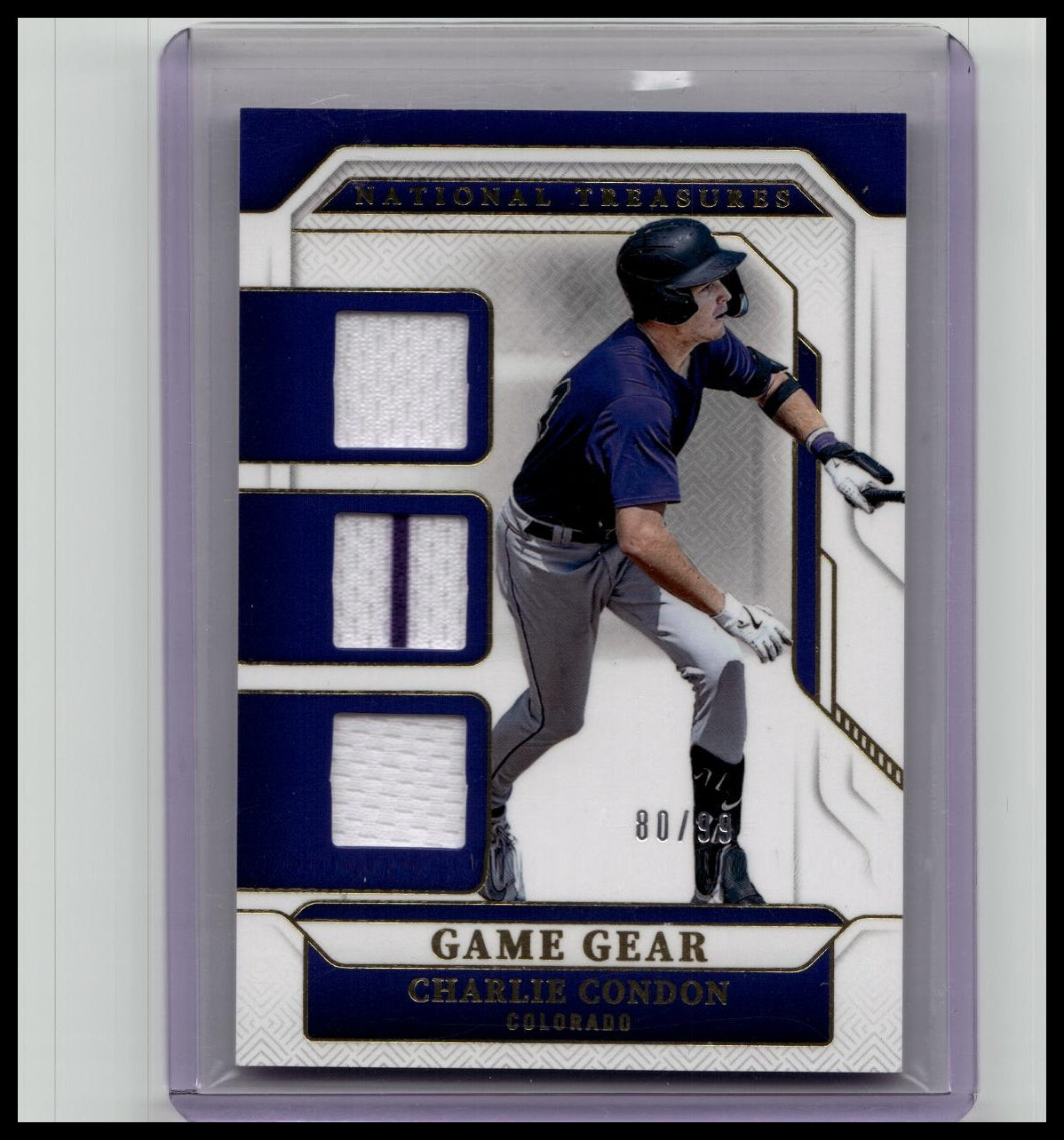 2025 Panini National Treasures Game Gear Swatches Trio Charlie Condon GGT-CC /99