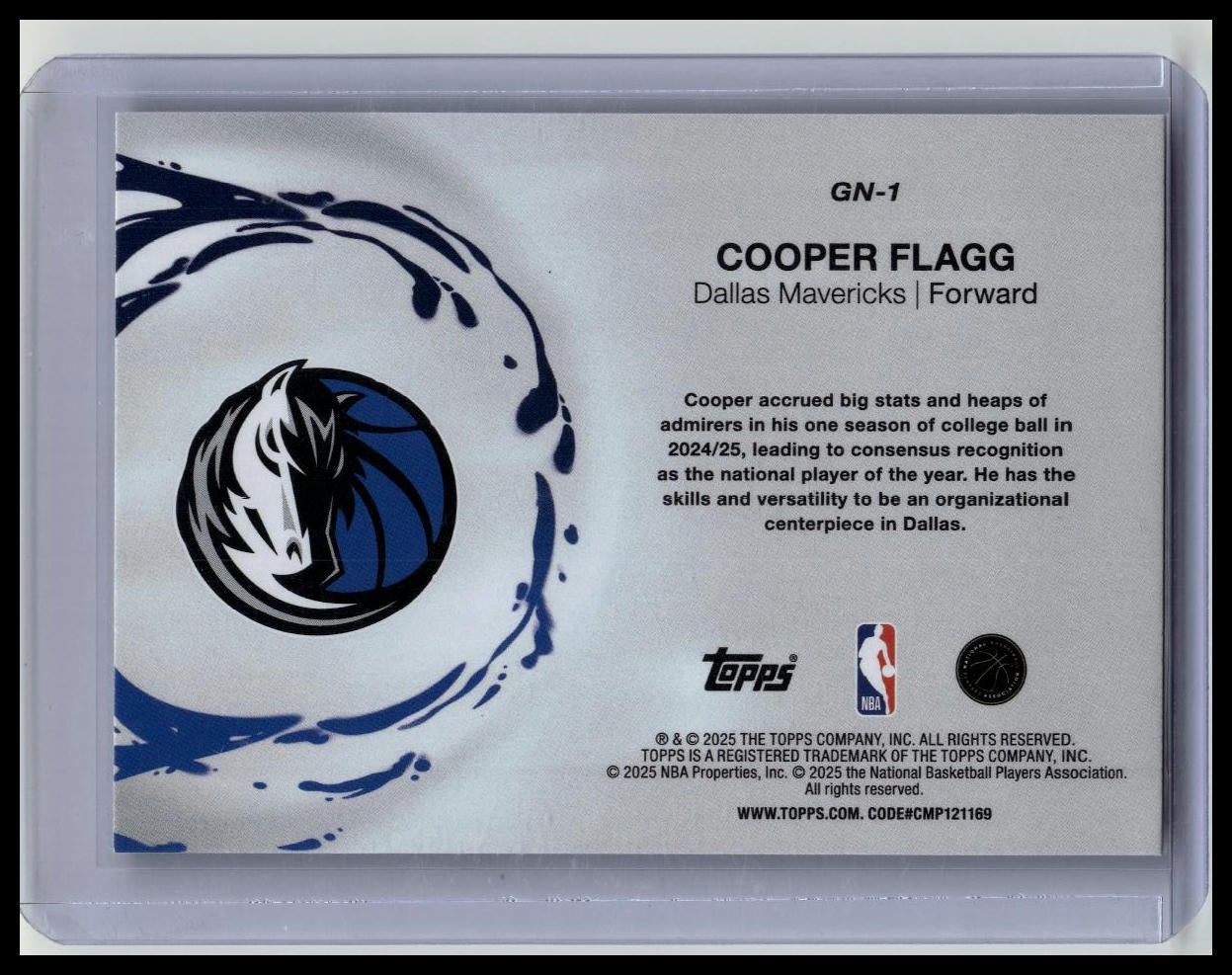 Cooper Flagg Rookie Holo Foil 2025-26 Topps #GN-1 Generation Now RC Mavericks