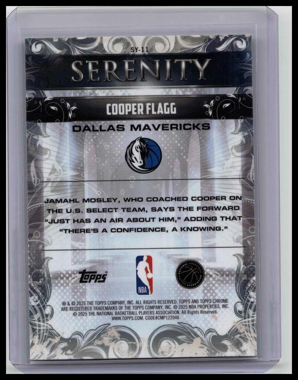 Topps 2025-26 Chrome Cooper Flagg Serenity /299 RC Dallas Mavericks SY-11