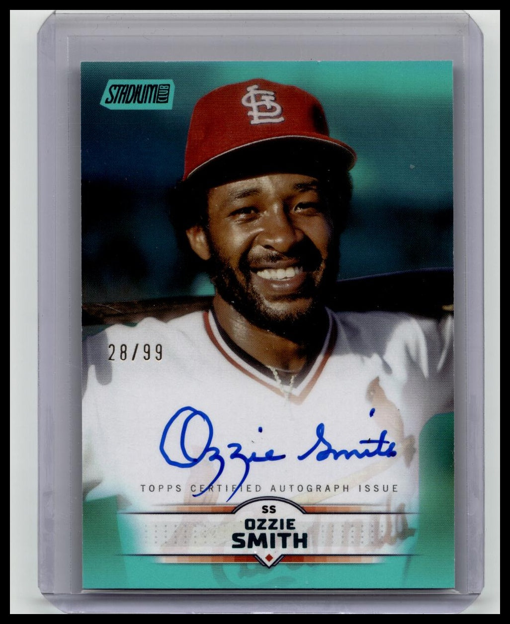 2025 Topps Stadium Club Ozzie Smith Turquoise Auto /99 #SCBA-OS Cardinals