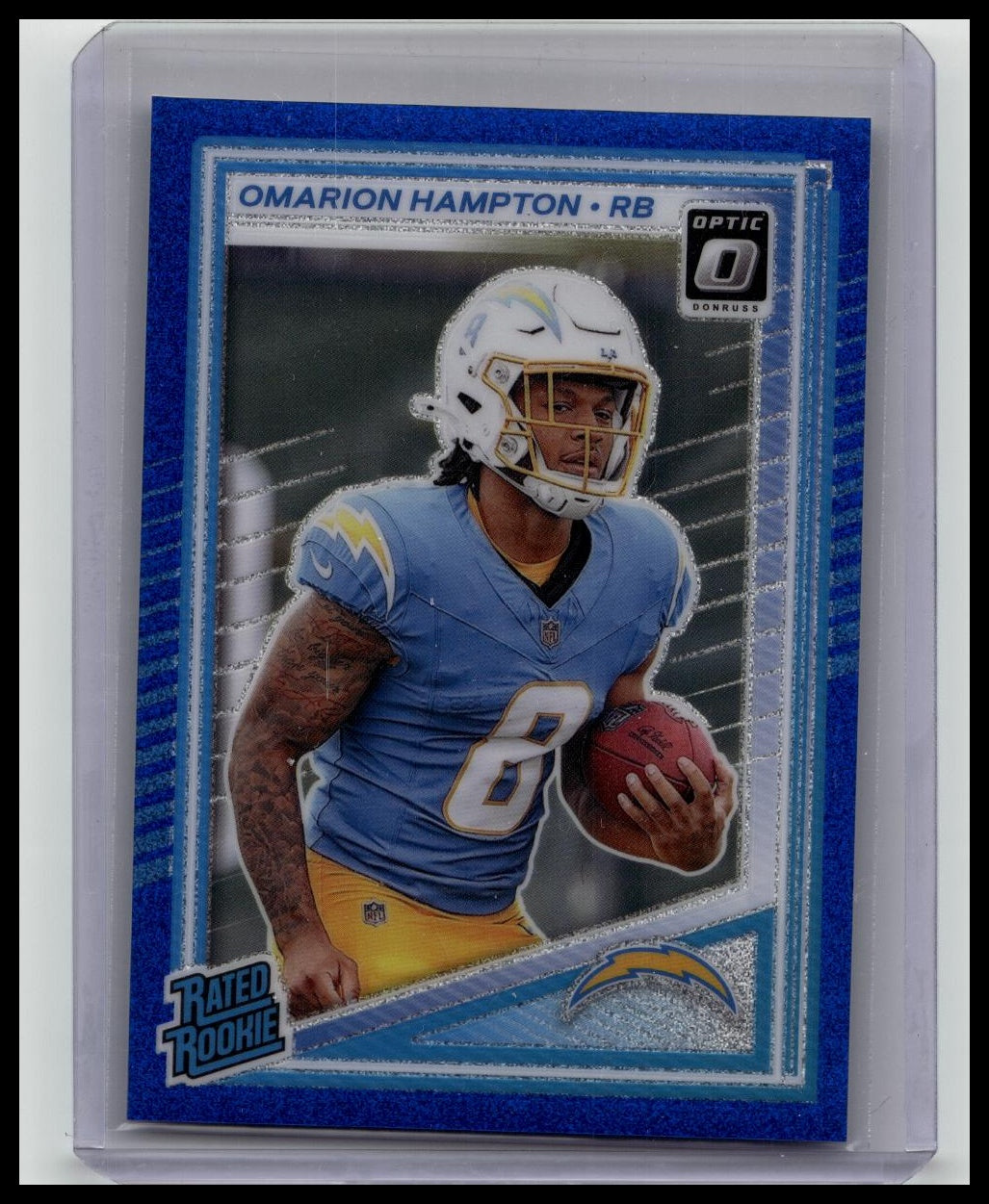 2025 Panini Donruss Optic - Rated Rookie Omarion Hampton Blue Glitter Prizm (RC)