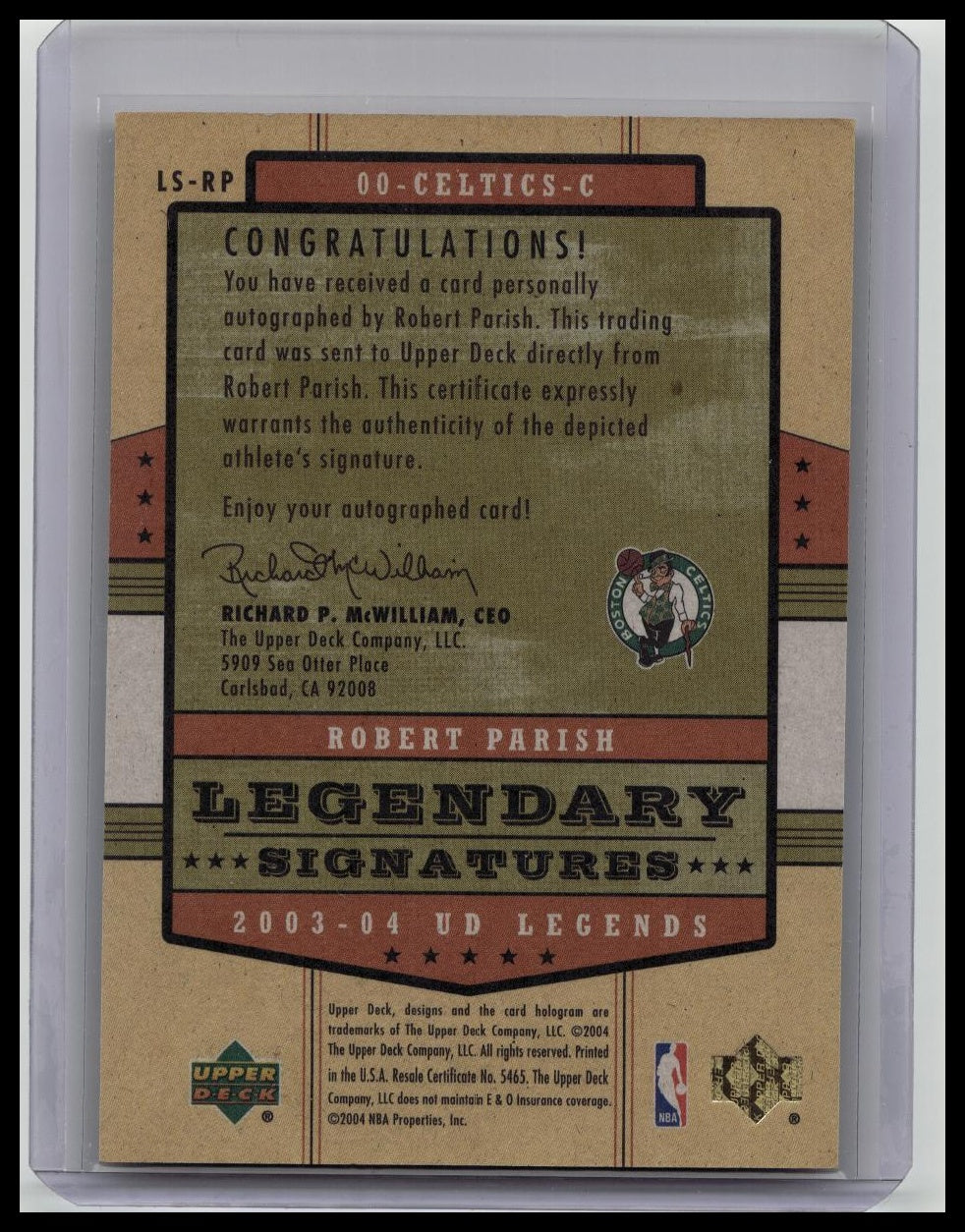 Robert Parish 2003-04 Upper Deck Legends Legendary Signatures Auto Celtics HOF