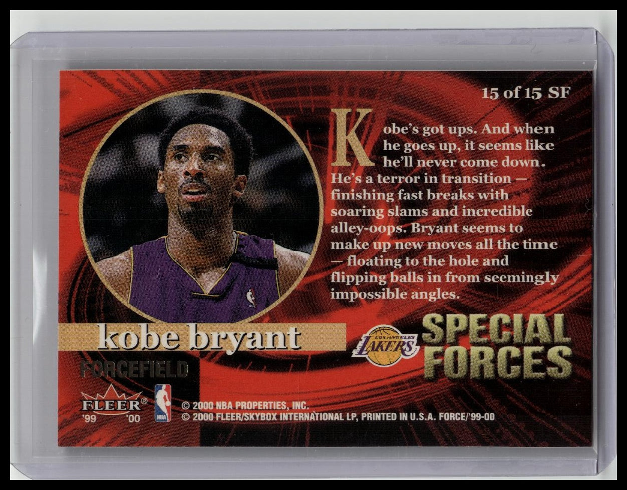 1999-00 FLEER FORCE KOBE BRYANT SPECIAL FORCES FOIL FORCEFIELD LAKERS