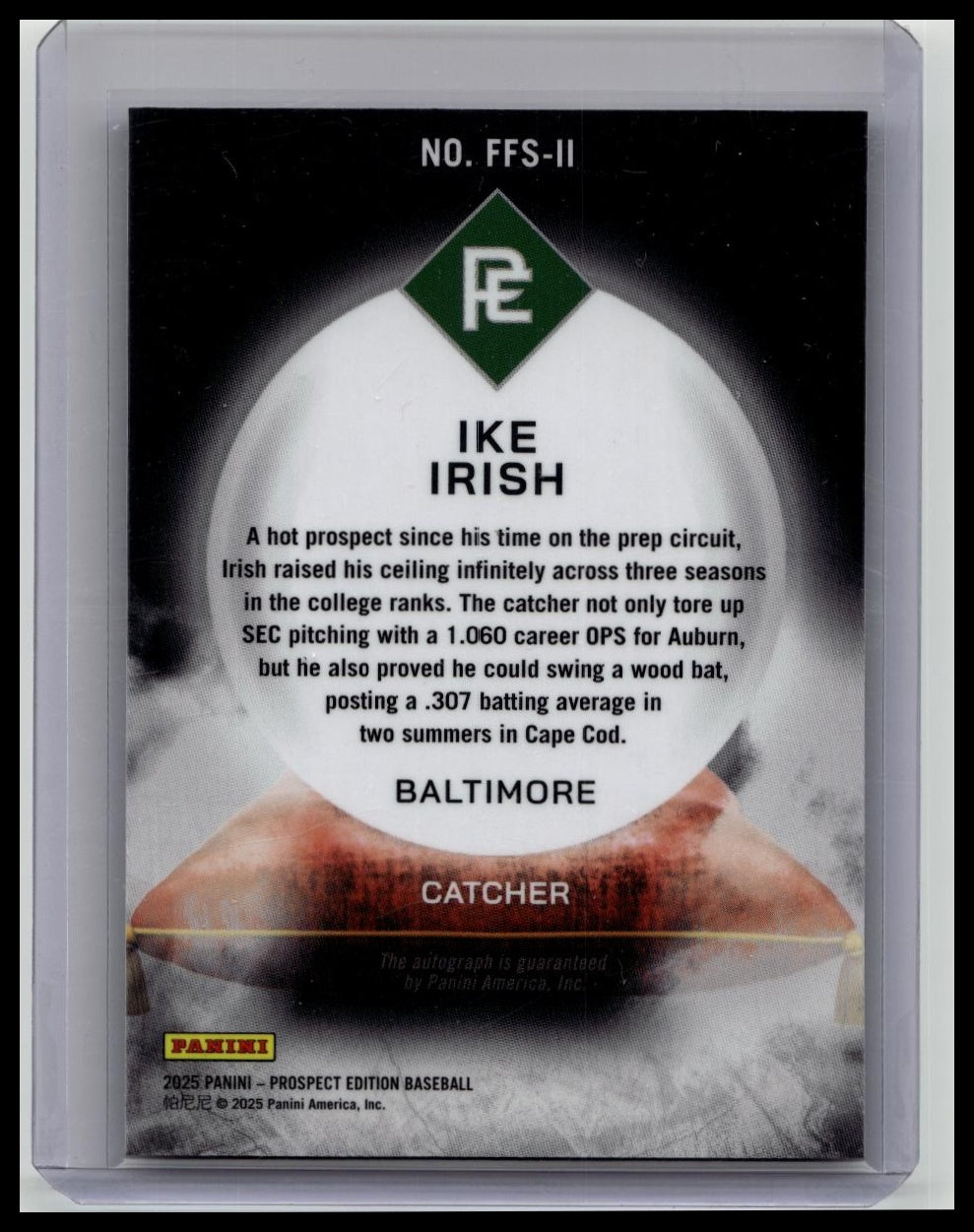 2025 Panini Prospect Edition Ike Irish Rookie Auto ON CARD Gold Vinyl 1/1