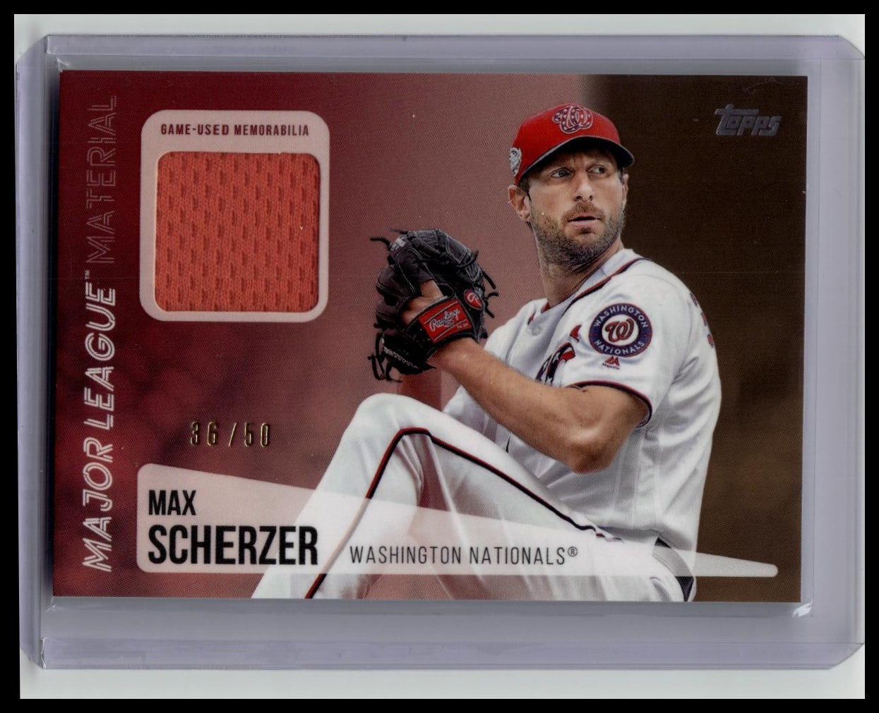 MAX SCHERZER 2019 Topps S1 MAJOR LEAGUE MATERIAL RELIC PARALLEL #/50