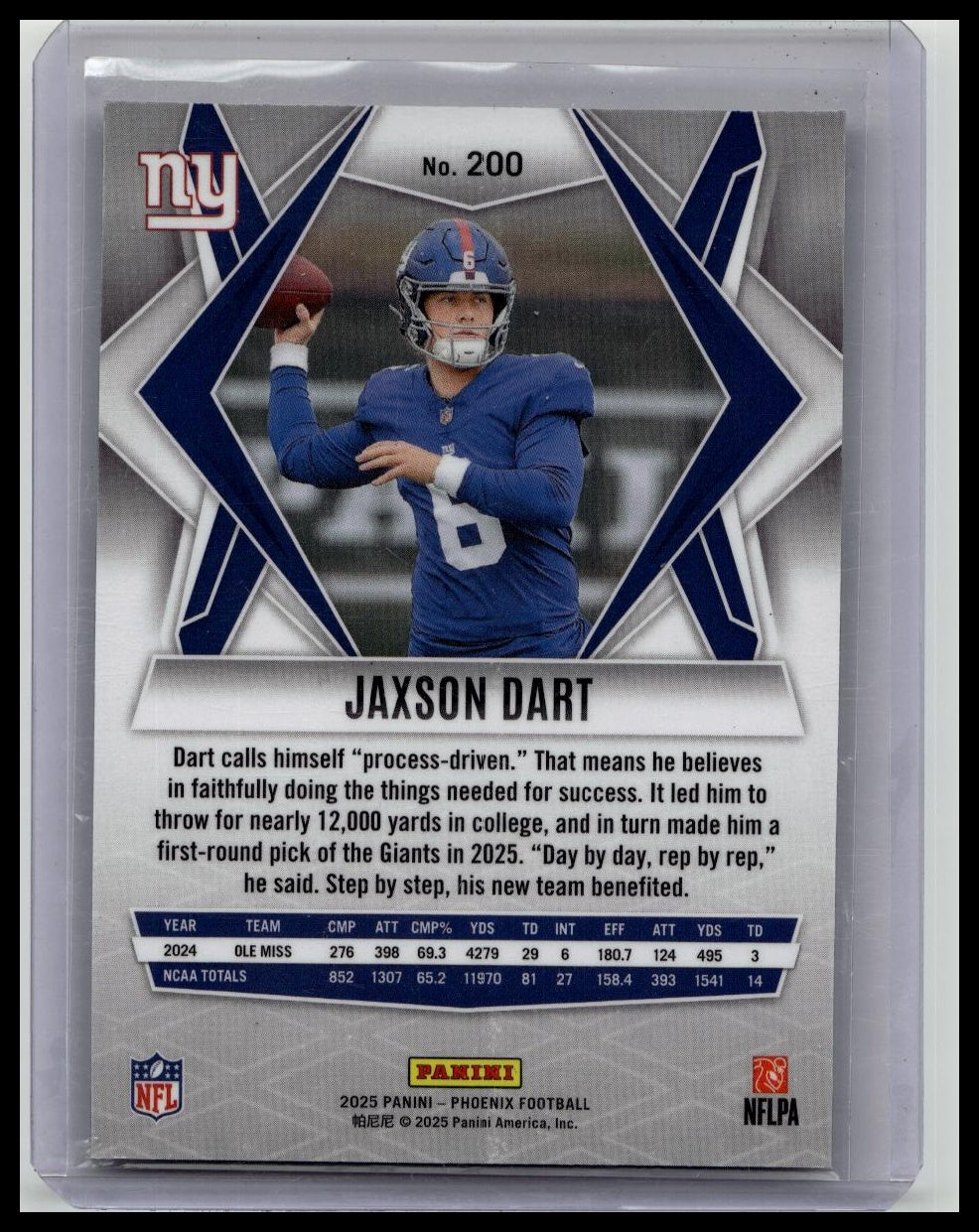 2025 Panini Phoenix - Rookies Jaxson Dart #200 Silver Pyramids (RC) Giants