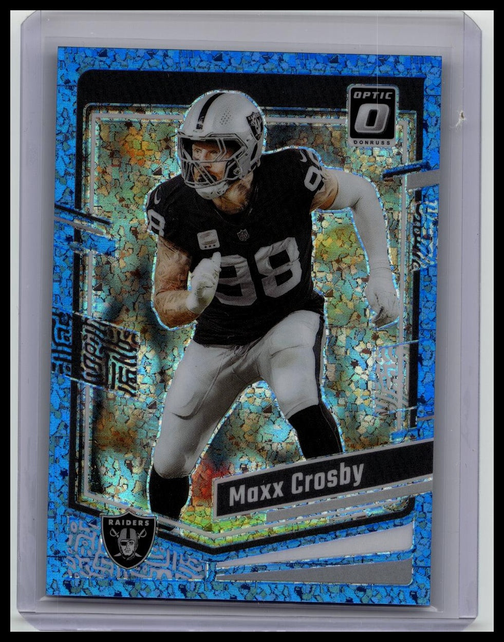 2023 Donruss Optic #100 Maxx Crosby Blue Glitter Prizm /15 - Raiders