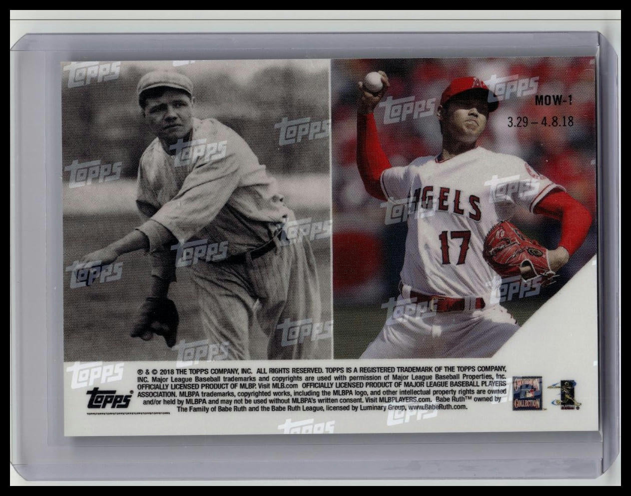 2018 Topps Now - Moment of the Week Shohei Ohtani, Babe Ruth #MOW-1 (RC)