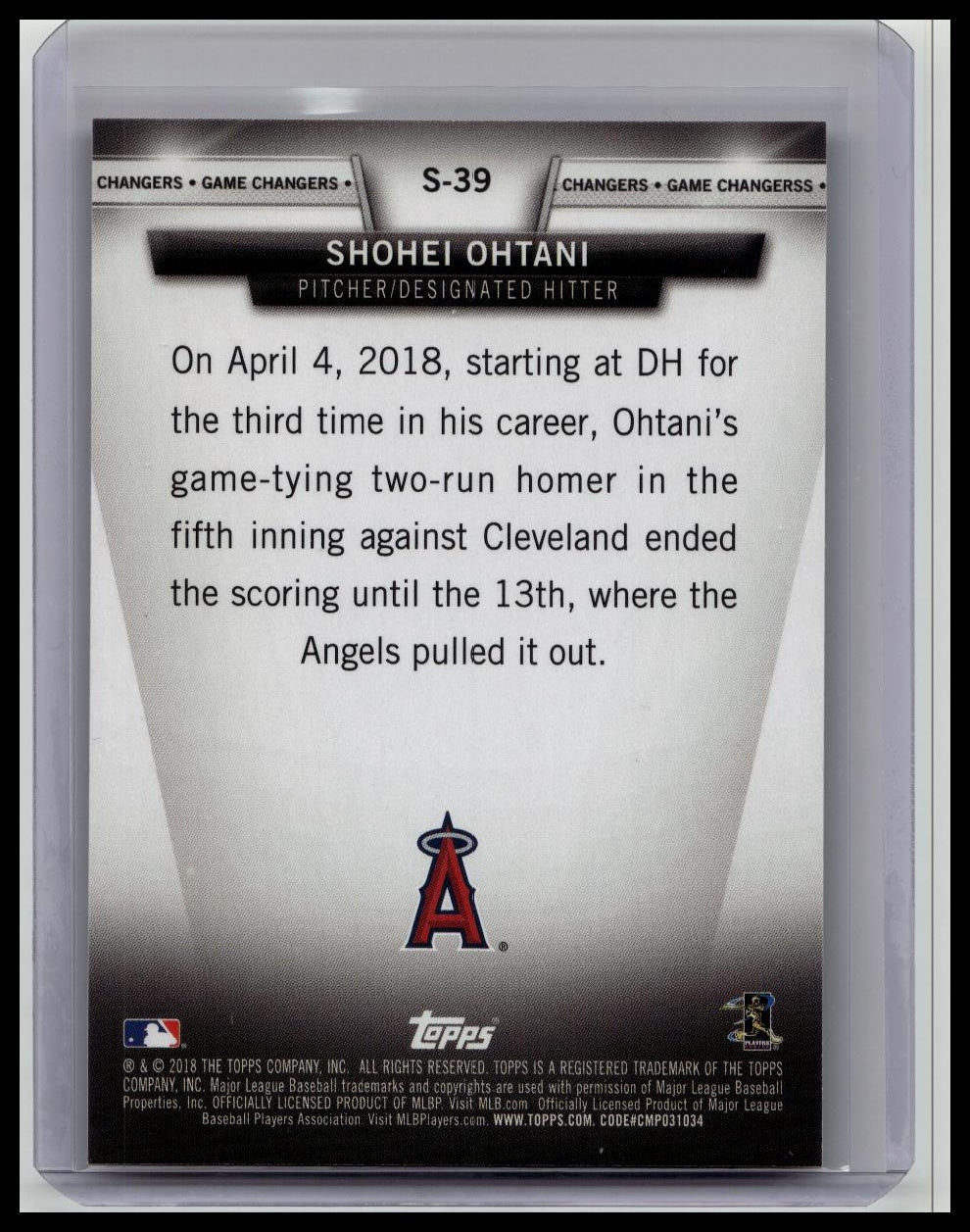 2018 Topps Update Shohei Ohtani Salute RC Rookie #S-39