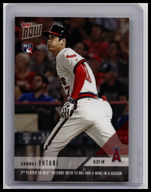 2018 Topps Now 650 Shohei Ohtani RC 3rd In MLB With 15 HRs & 4 Wins
