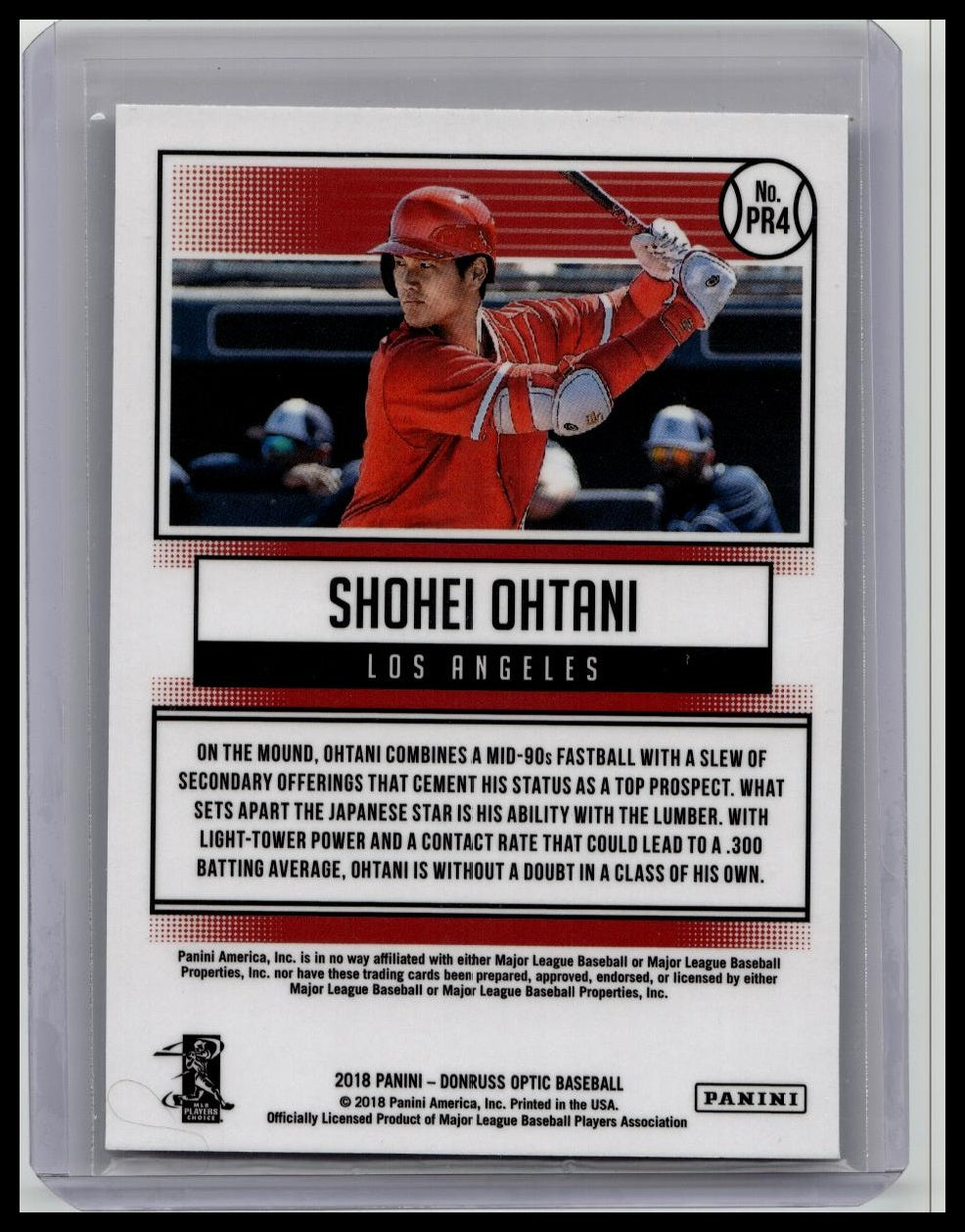 2018 PANINI DONRUSS OPTIC PREMIERE ROOKIES #PR4 SHOHEI OHTANI ROOKIE