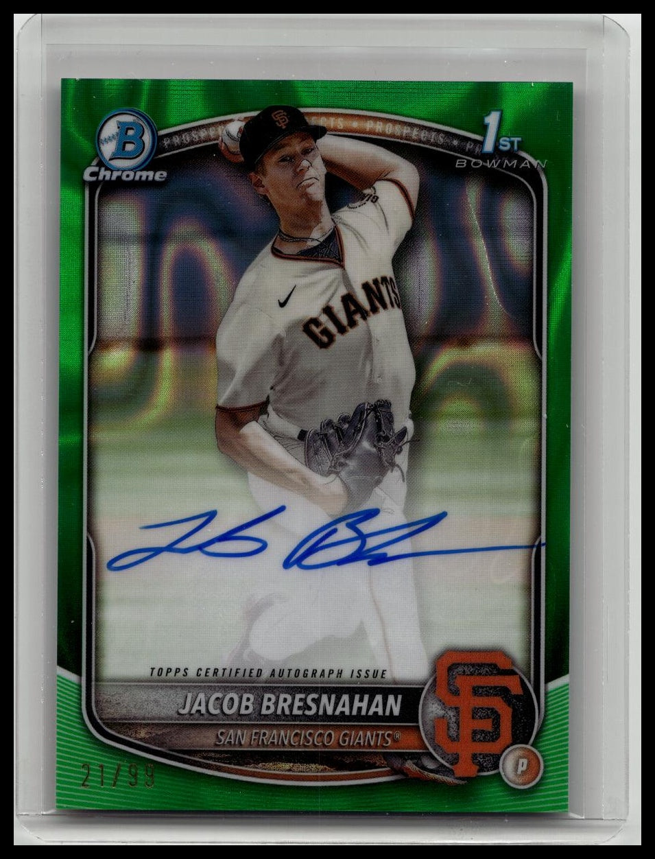 Jacob Bresnahan 2025 Bowman Chrome 1st Auto Green Lava /99 #CPA-JBR