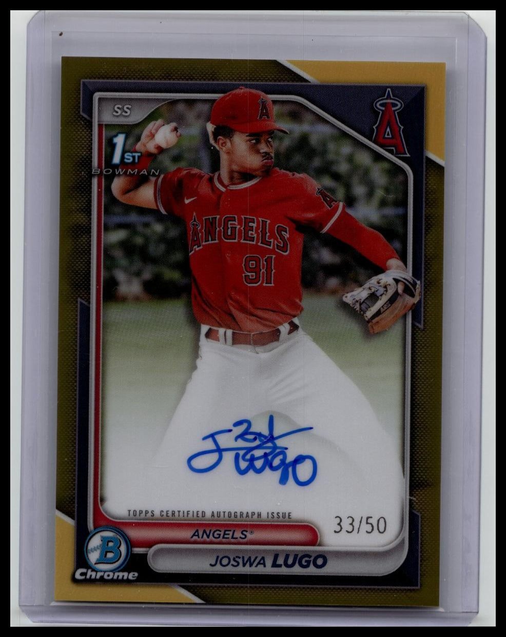 2024 Bowman Chrome Joswa Lugo 1st Gold Refractor Auto /50 RC Angles