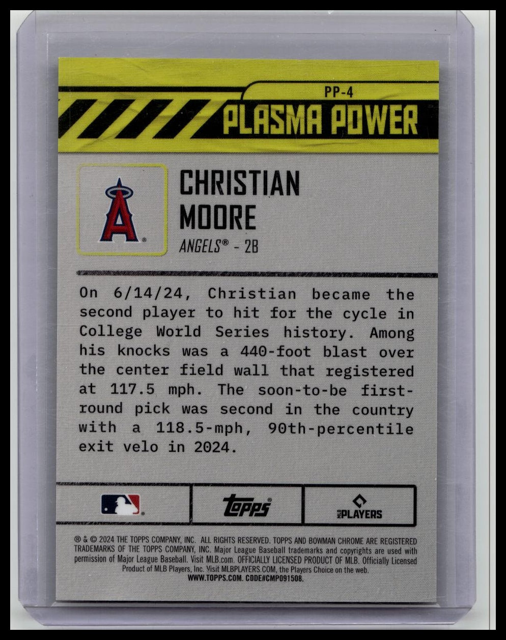 2024 Bowman Draft Chrome Christian Moore Plasma Power Gold Refractor /50