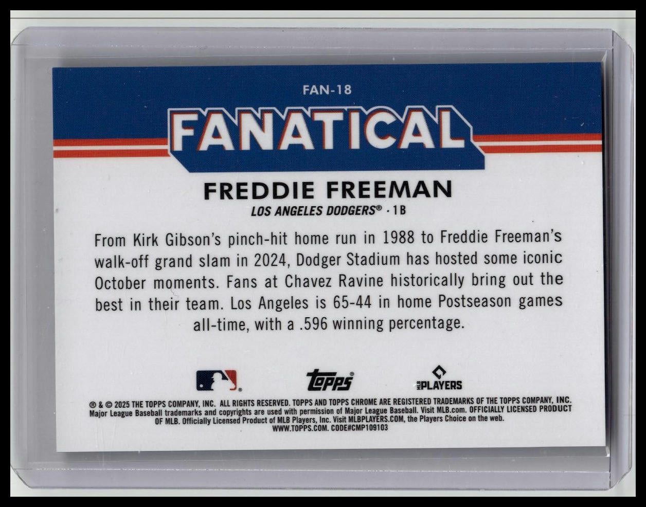 2025 Topps Chrome - Fanatical Freddie Freeman #FAN-18