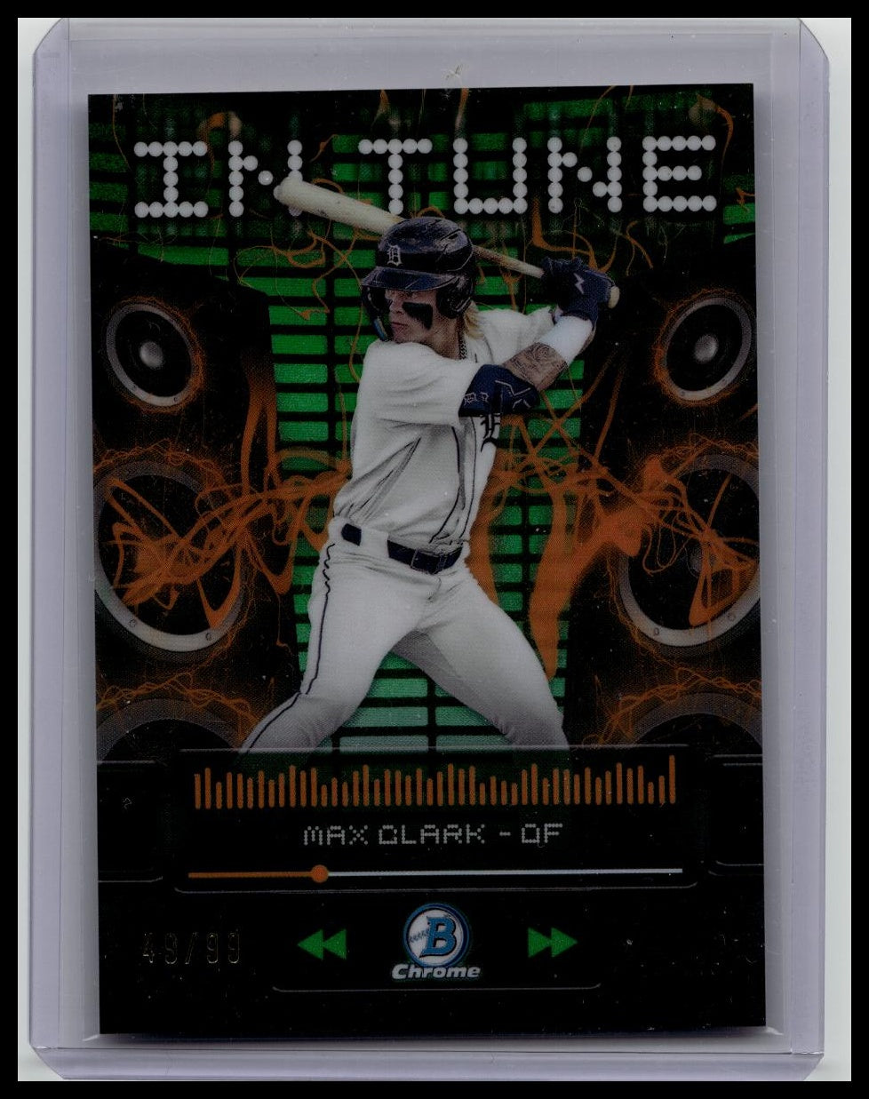 2024 Bowman Draft Max Clark In Tune Green Refractor #/99 Tigers
