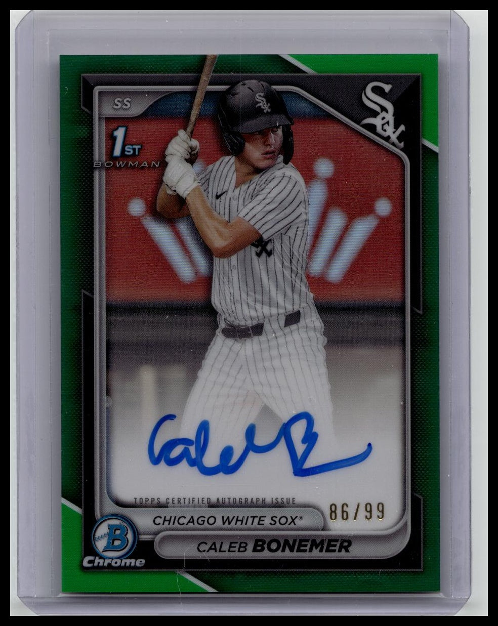 2024 Bowman Chrome Draft Caleb Bonemer Green Refractor Auto #'d /99 1st Bowman