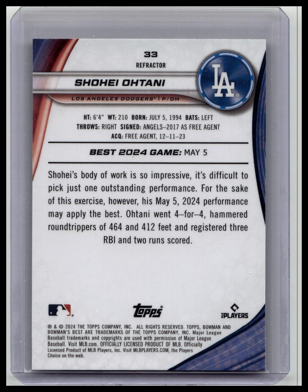 2024 Topps Chrome Baseball Shohei Ohtani Strokes Dodgers S-2