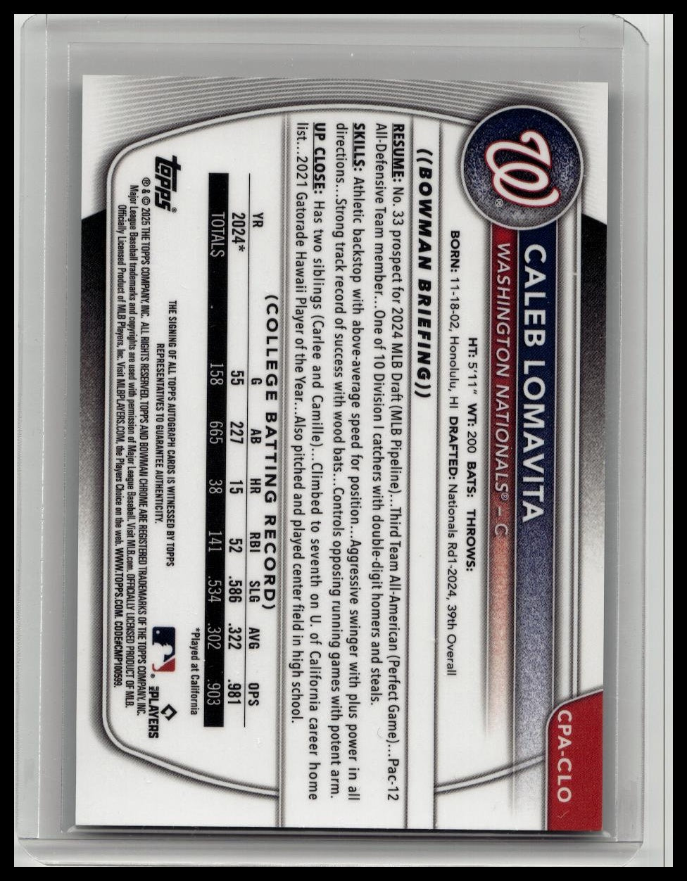 CALEB LOMAVITA 2025 BOWMAN 1ST AUTO CHROME GREEN REFACTOR AUTO /99 NATIONALS