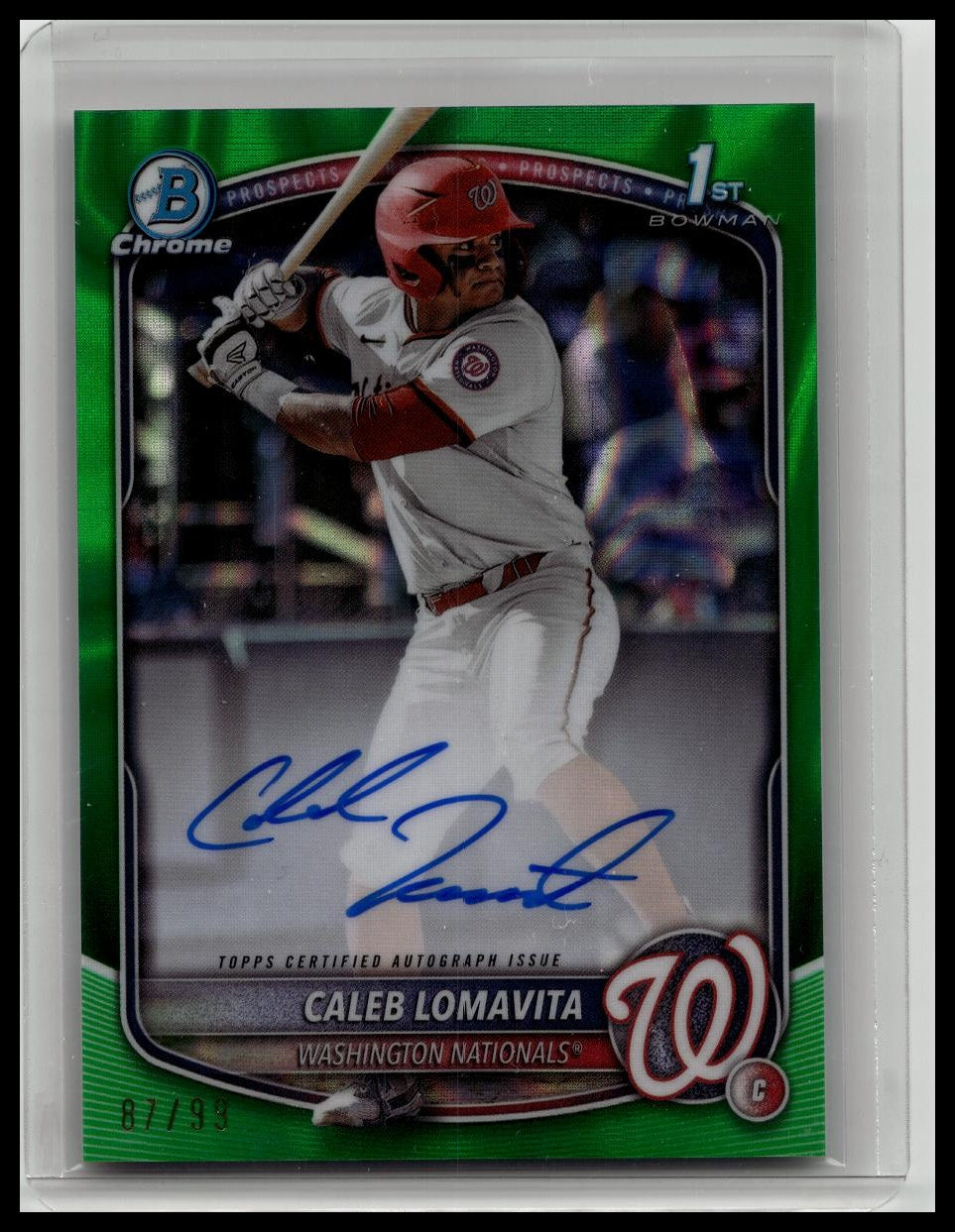 CALEB LOMAVITA 2025 BOWMAN 1ST AUTO CHROME GREEN REFACTOR AUTO /99 NATIONALS