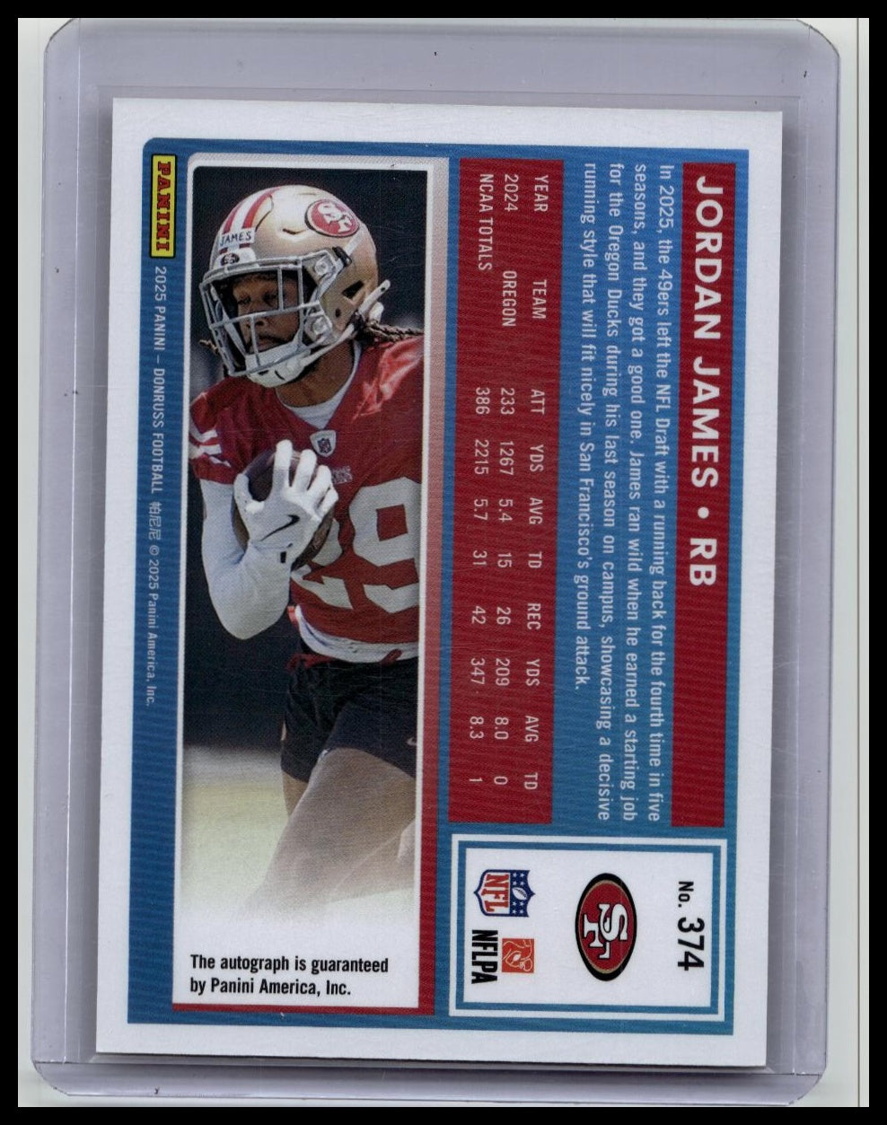 2025 Donruss Jordan James Orange Rated Rookie Auto Rookie San Francisco 49ers