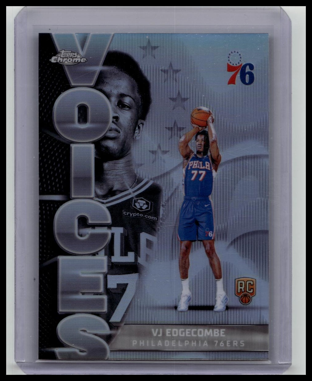 2025-26 Topps Chrome VJ Edgecombe 76ers RC Rookie Voices Refractor