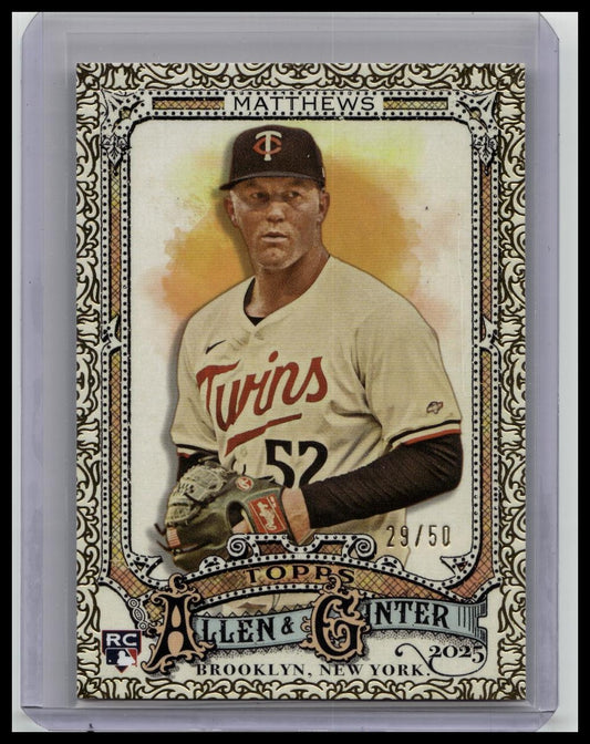 2025 Topps Allen & Ginter Zebby Matthews RC Gold Foil Filagree Parallel /50 RC
