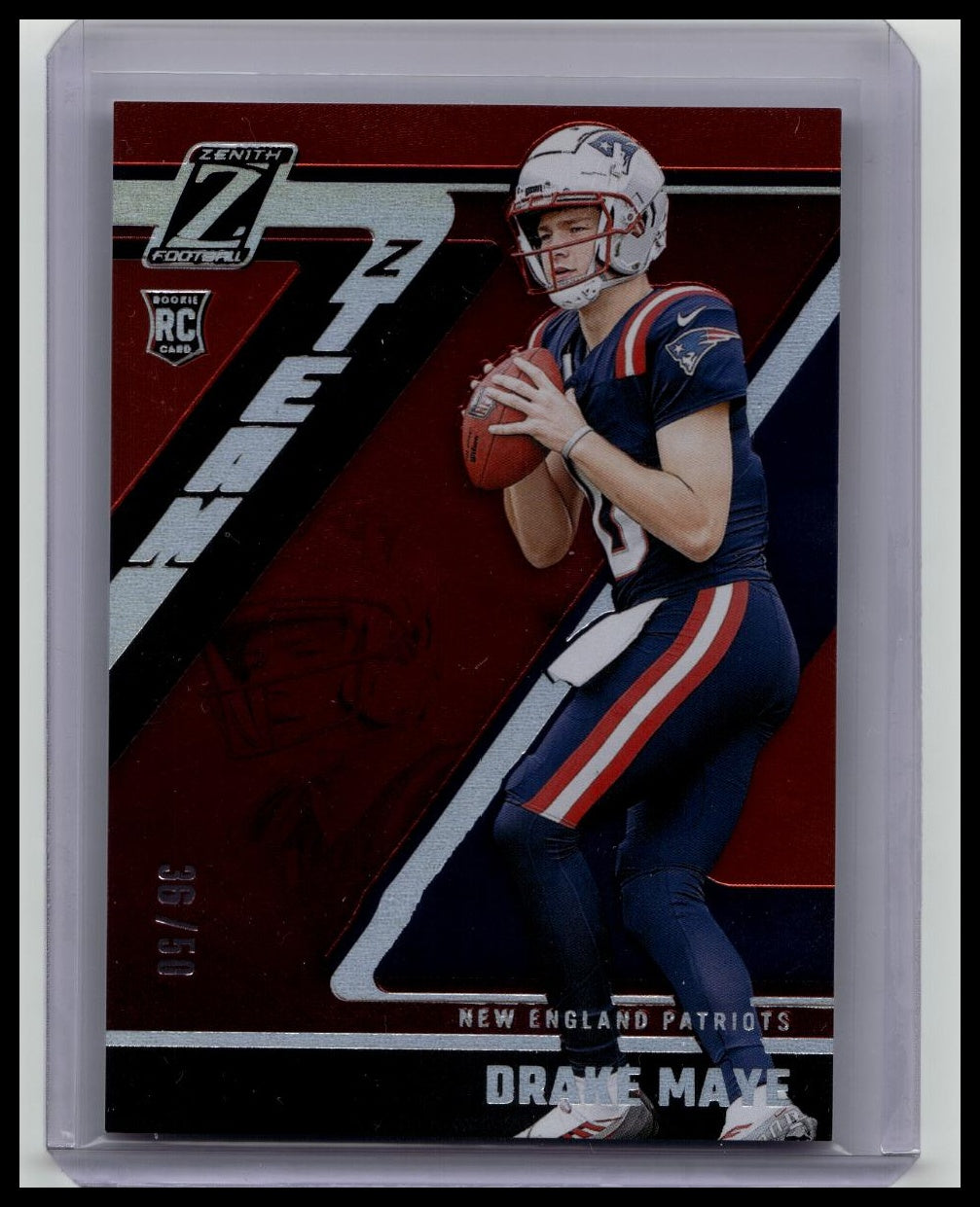 Drake Maye 2024 Panini Zenith /50 Red Z Team Rookie