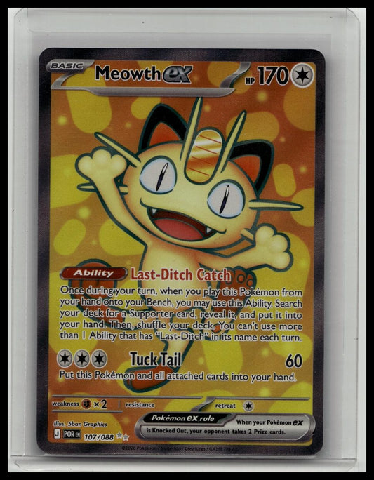 Meowth EX Rare Foil 107/088 Basic 170 HP 60 Attack English Pokémon