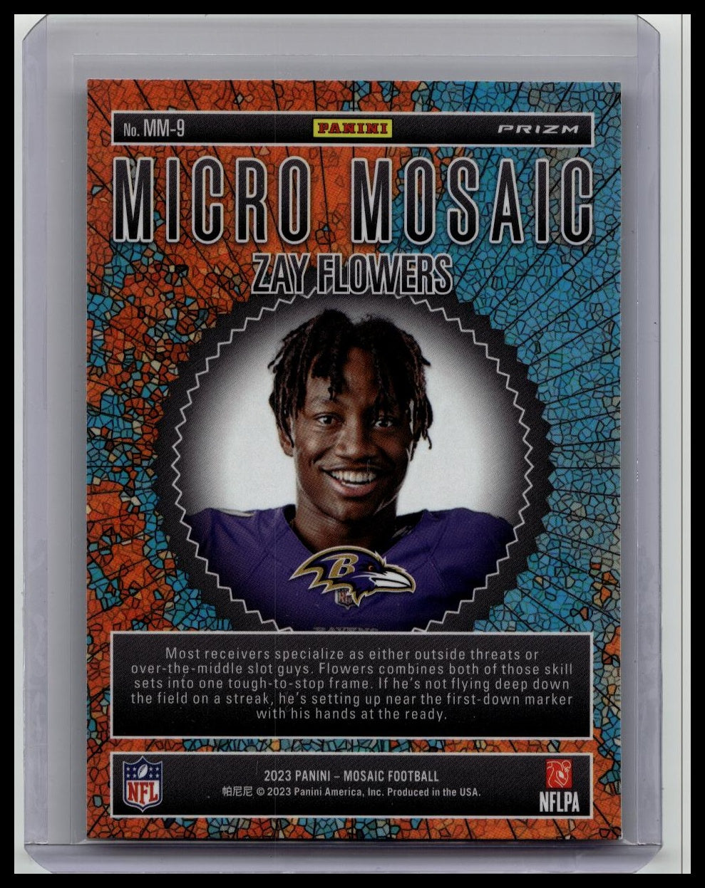 2023 Panini Mosaic - Zay Flowers #MM-9 Micro Mosaic RC Case Hit Ravens