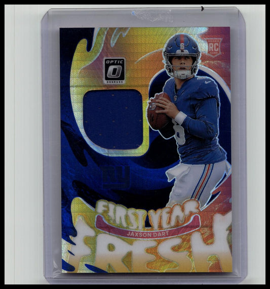 2025 Donruss Optic First Year Fresh Jaxson Dart #FYFBH-JDA Blue Hyper RC Patch