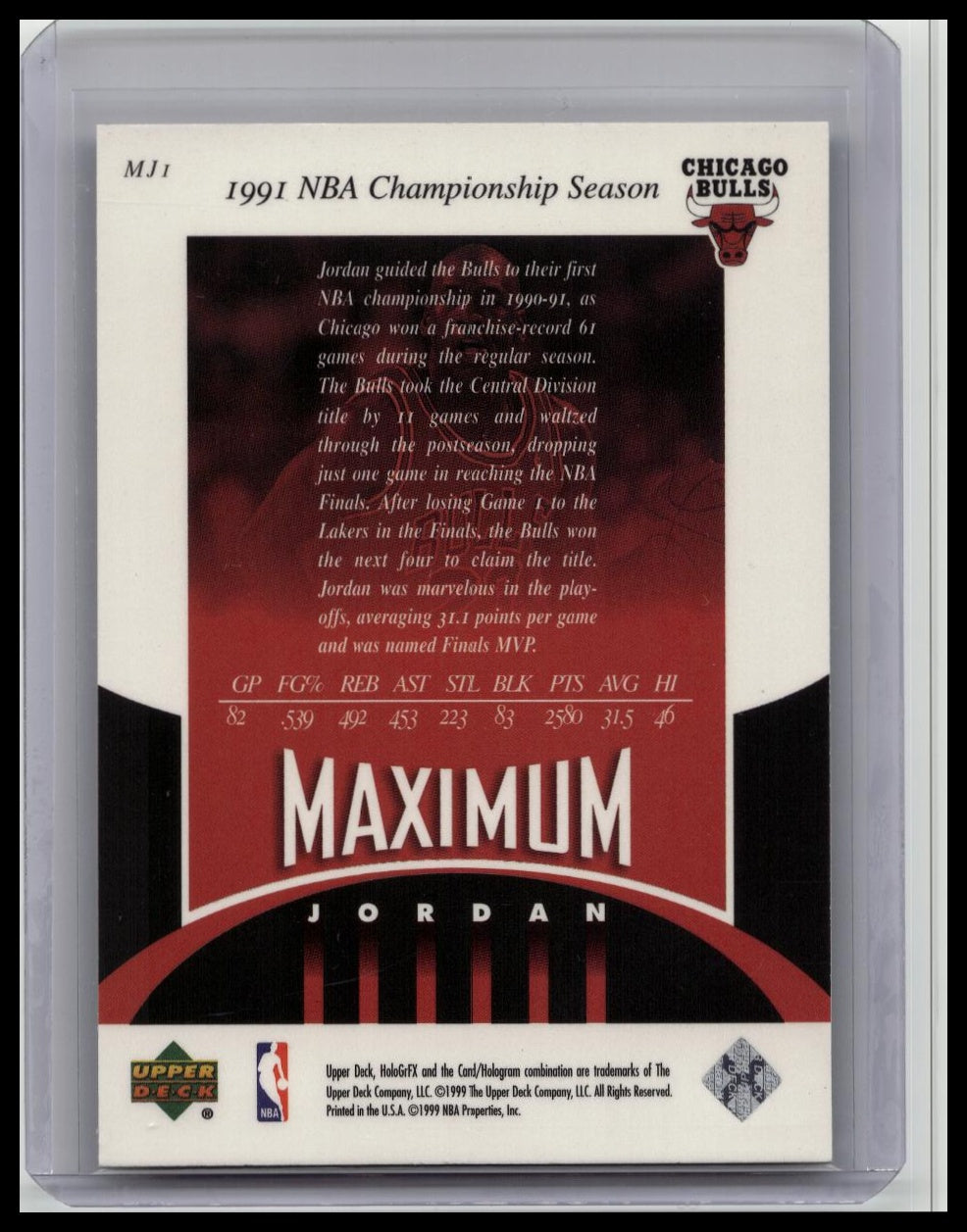 Michael Jordan 1999-00 Upper Deck HoloGrFX - Maximum Jordan #MJ1