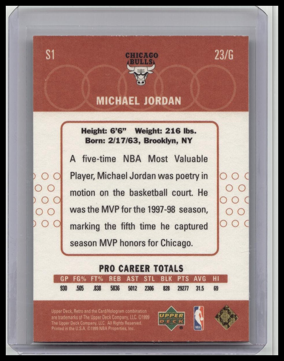 1999-00 Upper Deck Retro Old School #S1 Michael Jordan